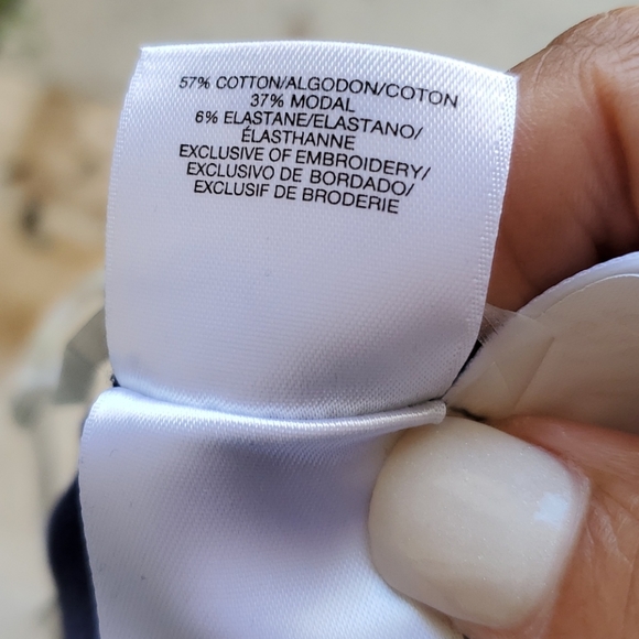 Pappagallo Navy Blue and White Embroidered Top - Picture 5 of 5